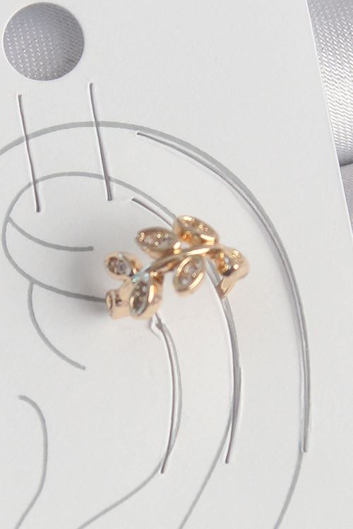 YRTCL Pirinç Gold Renk Zirkon Taşlı Yaprak Model Kadın Kıkırdak Küpe