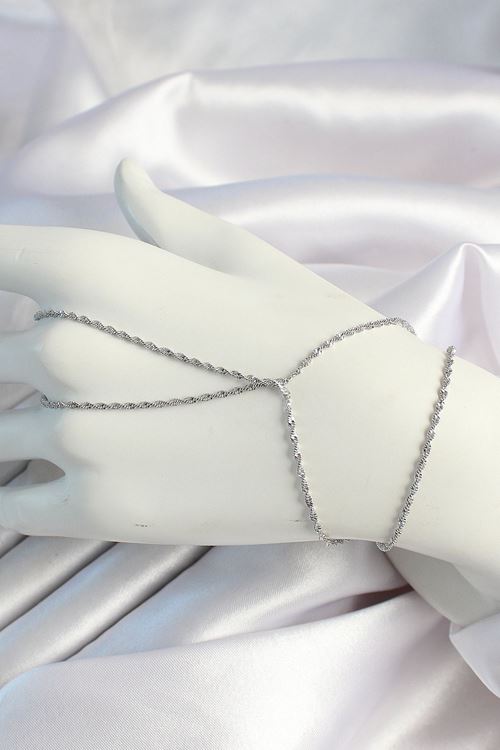 YRTCL Pirinç Gümüş Renk Burgu Zincirli Şahmeran