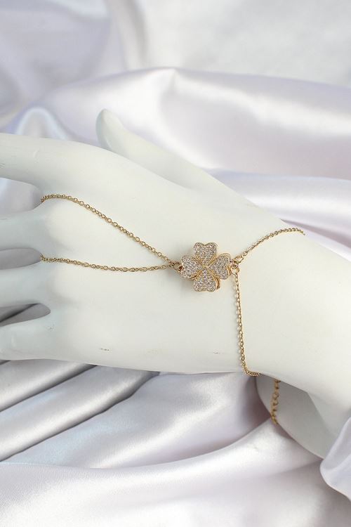 YRTCL 316L Çelik Gold Renk Zincirli Dönen Yonca Figürlü Şahmeran