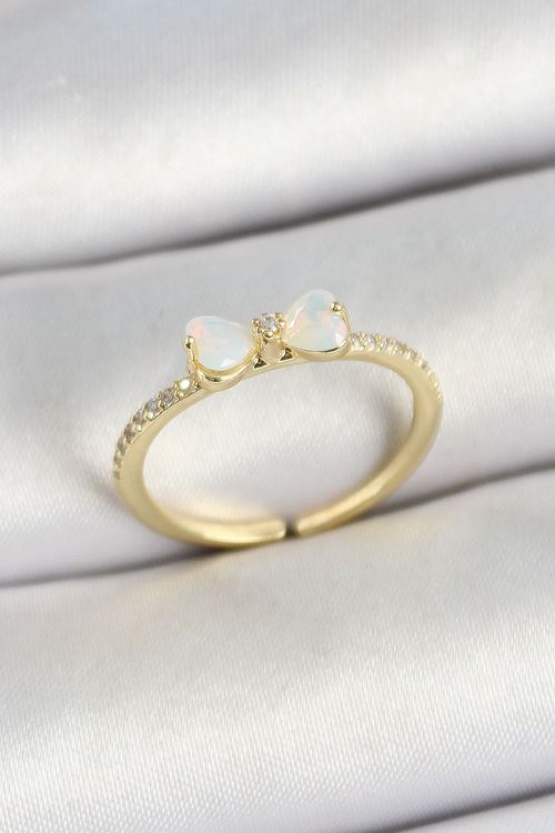 YRTCL Pirinç Fiyonk Figürlü Zirkon Taşlı Gold Renk Ayarlanabilir Kadın Yüzük