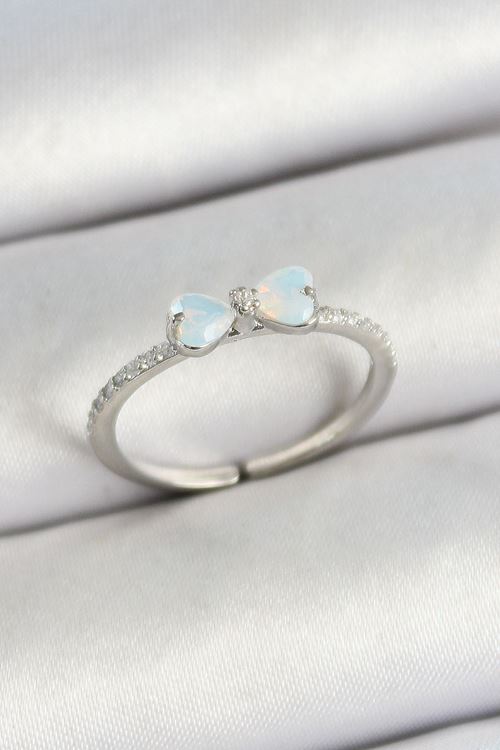 YRTCL Pirinç Fiyonk Figürlü Zirkon Taşlı Gümüş Renk Ayarlanabilir Kadın Yüzük