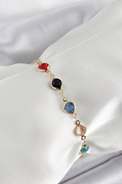 YRTCL Pirinç Asorti Model Gold Renk Zirkon Taşlı Kadın Bileklik