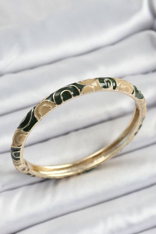 YRTCL Mineli Pirinç Siyah ve Kahverengi Motifli Kadın Kelepçe