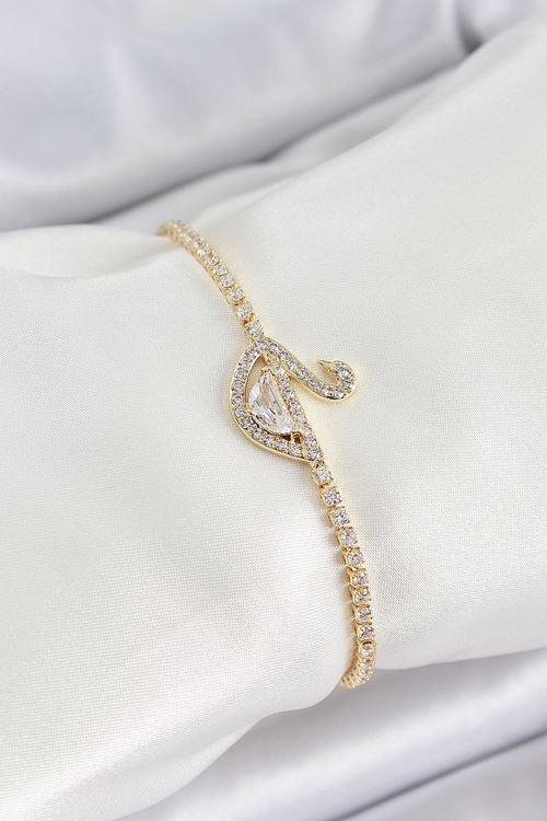 YRTCL Pirinç Gold Renk Zirkon Taşlı Kuğu Model Kadın Bileklik