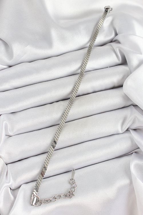 YRTCL 316L Çelik Gümüş Renk Yassı Zincir Model Kadın Bileklik