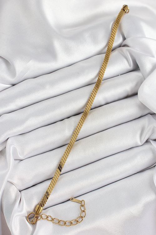 YRTCL 316L Çelik Gold Renk Yassı Zincir Model Kadın Bileklik