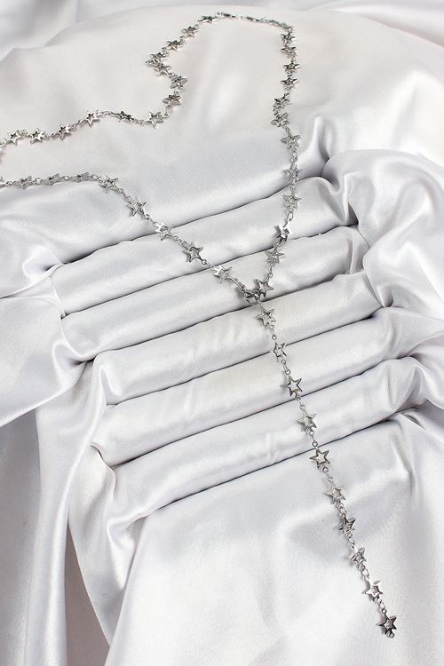 YRTCL Pirinç Gümüş Renk Yıldızlı Kadın Y Kolye