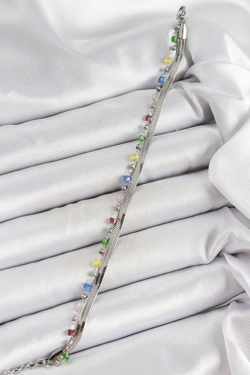 YRTCL 316L Çelik Gümüş Renk Karışık Renkli Kristal Taşlı Kadın Bileklik