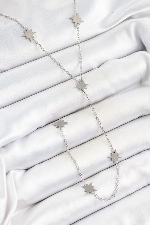 YRTCL 316L Çelik Kutup Yıldızı Figürlü Y Model Gümüş Renk Kadın Kolye