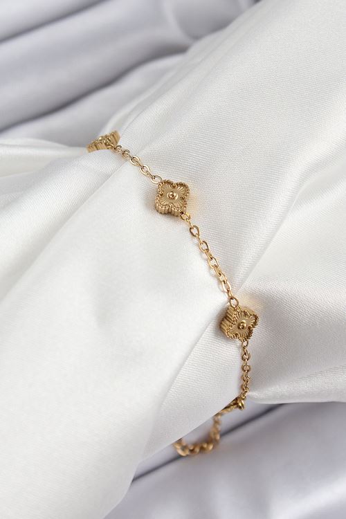 YRTCL 316L Çelik Yonca Model Gold Renk Kadın Bileklik