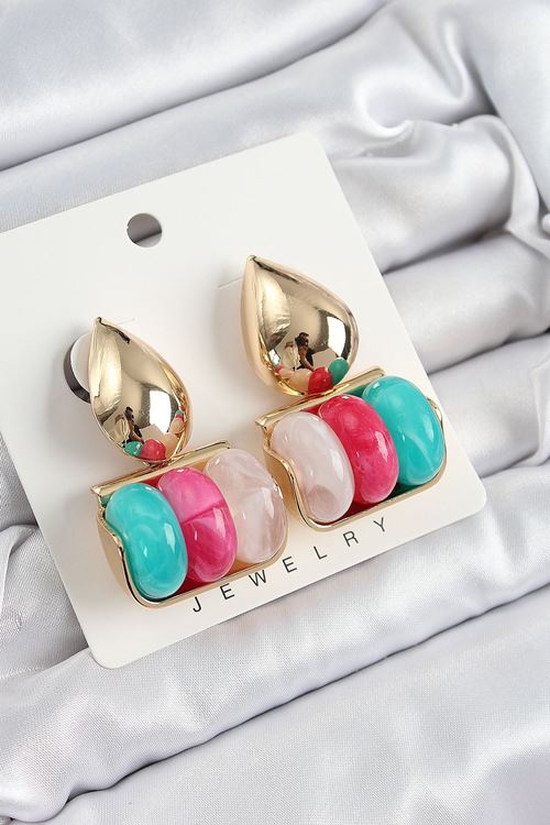 YRTCL Pirinç Karışık Renk Vintage Model Kadın Küpe