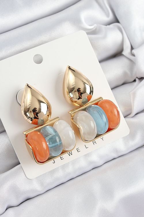 YRTCL Pirinç Karışık Renk Vintage Model Kadın Küpe