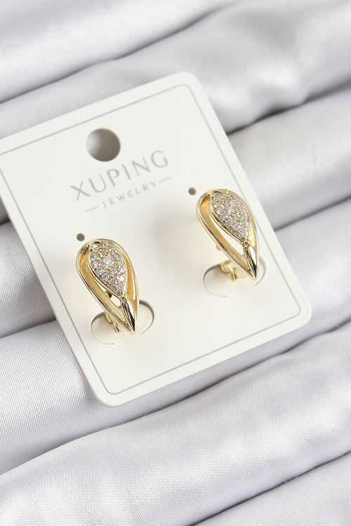 YRTCL Xuping Zirkon Taşlı Damla Model Gold Renk Kadın Küpe