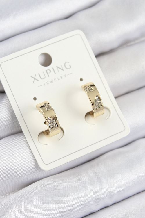 YRTCL Xuping Zirkon Taşlı Desenli Halka Model Gold Renk Kadın Küpe