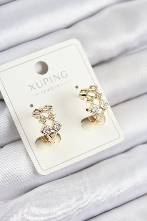 YRTCL Xuping Zirkon Taşlı Baklava Model Gold Renk Kadın Küpe