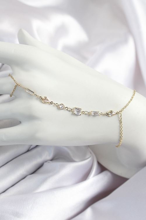 YRTCL Pirinç Zirkon Taşlı Y Model Gold Renk Kadın Şahmeran