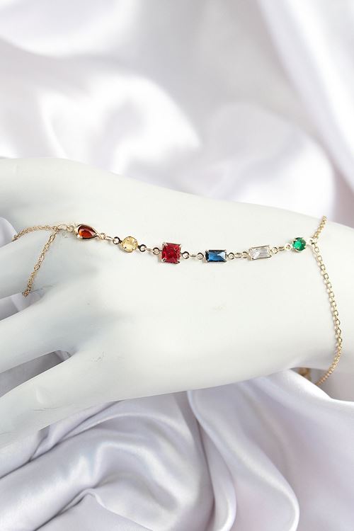 YRTCL Pirinç Renkli Zirkon Taşlı Y Model Gold Renk Kadın Şahmeran