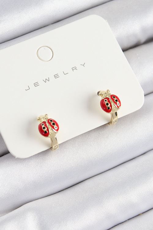 YRTCL Pirinç Uğur Böceği Model Gold Renk Çocuk Küpe