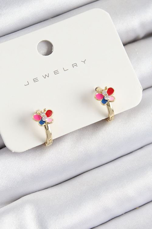 YRTCL Pirinç Zirkon Taşlı Kelebek Model Gold Renk Çocuk Küpe