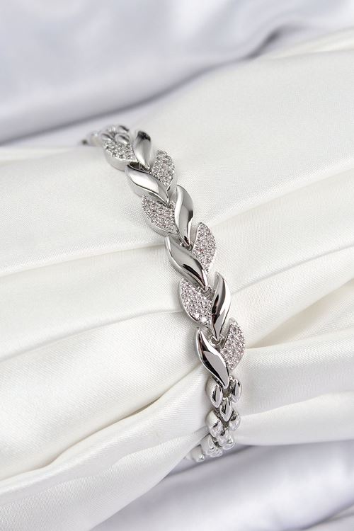 YRTCL Pirinç Zirkon Taşlı Balık Kuyruğu Model Gümüş Renk Kadın Bileklik