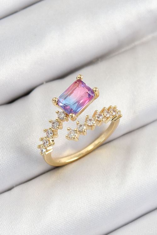 YRTCL Pirinç Zirkon Taşlı Renkli Model Gold Renk Kadın Yüzük