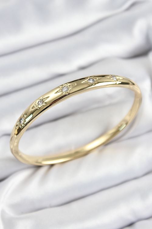 YRTCL Pirinç Zirkon Taşlı Kutup Yıldızı Model Gold Renk Kadın Kelepçe