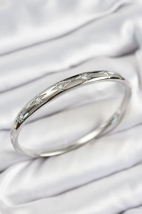 YRTCL Pirinç Zirkon Taşlı Kutup Yıldızı Model Gümüş Renk Kadın Kelepçe