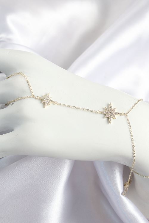 YRTCL Pirinç Zirkon Taşlı Kutup Yıldızı Model Gold Renk Kadın Şahmeran