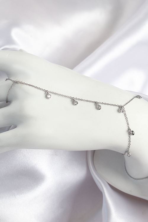 YRTCL Pirinç Zirkon Taşlı Sallantılı Model Gümüş Renk Kadın Şahmeran