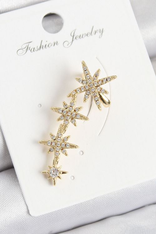 YRTCL Pirinç Kutup Yıldızı Model Gold Renk Sağ Kıkırdak Küpe