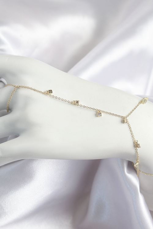 YRTCL Pirinç Zirkon Taşlı Sallantılı Model Gold Renk Kadın Şahmeran