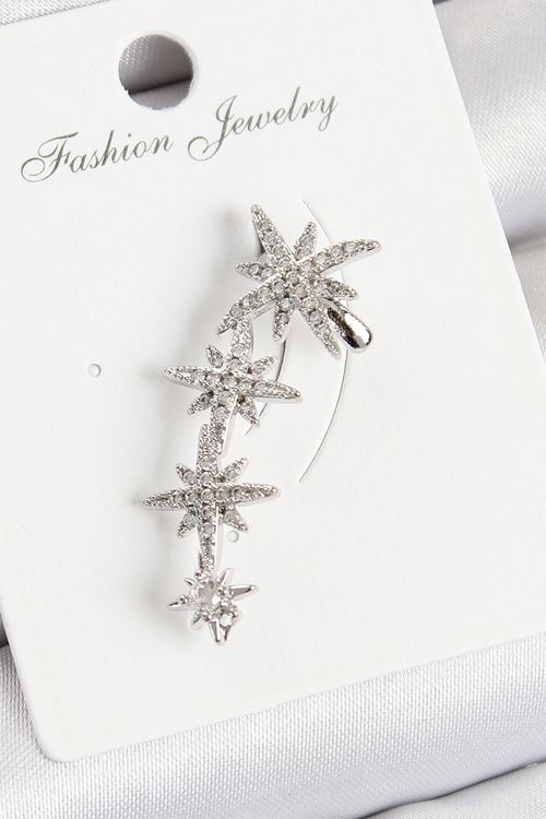 YRTCL Pirinç Kutup Yıldızı Model Gümüş Renk Sağ Kıkırdak Küpe