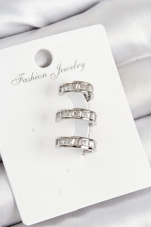 YRTCL Pirinç Su Yolu Model Gümüş Renk Sağ Kıkırdak Küpe