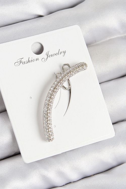 YRTCL Pirinç Zirkon Taşlı Model Gümüş Renk Sağ Kıkırdak Küpe