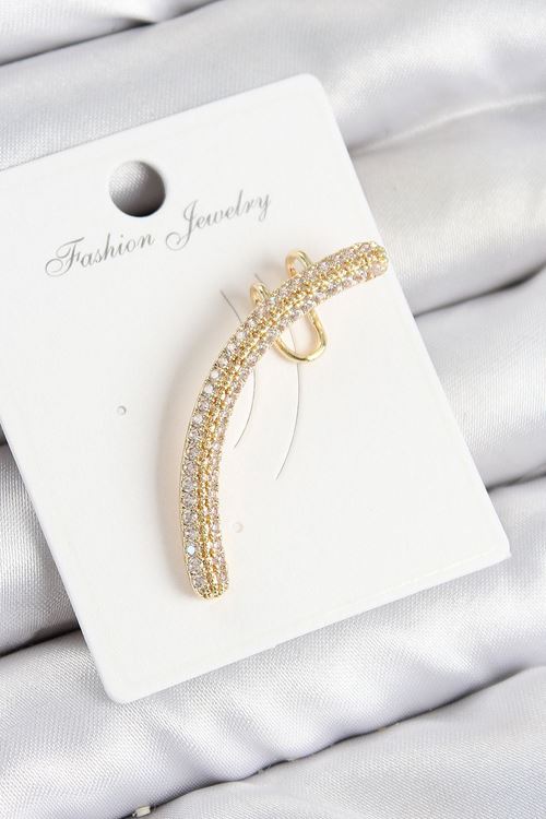 YRTCL Pirinç Zirkon Taşlı Model Gold Renk Sağ Kıkırdak Küpe