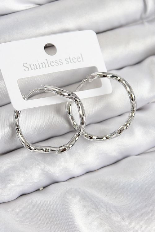 YRTCL Pirinç Halka Model Gümüş Renk Kadın Küpe