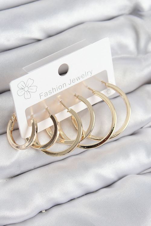 YRTCL Pirinç Halka Model Gold Renk Kadın Set Küpe