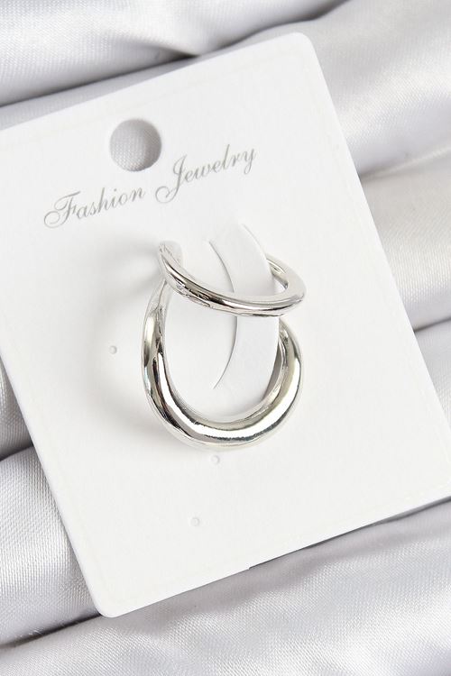 YRTCL Pirinç Halka Model Gümüş Renk Sağ Kıkırdak Küpe