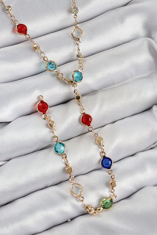 YRTCL Pirinç Renkli Zirkon Taşlı Model Gold Renk Kadın Y Kolye