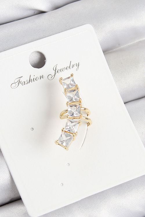 YRTCL Pirinç Zirkon Taşlı Model Gold Renk Sağ Kıkırdak Küpe