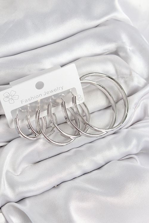 YRTCL Pirinç Halka Model Gümüş Renk Kadın Set Küpe