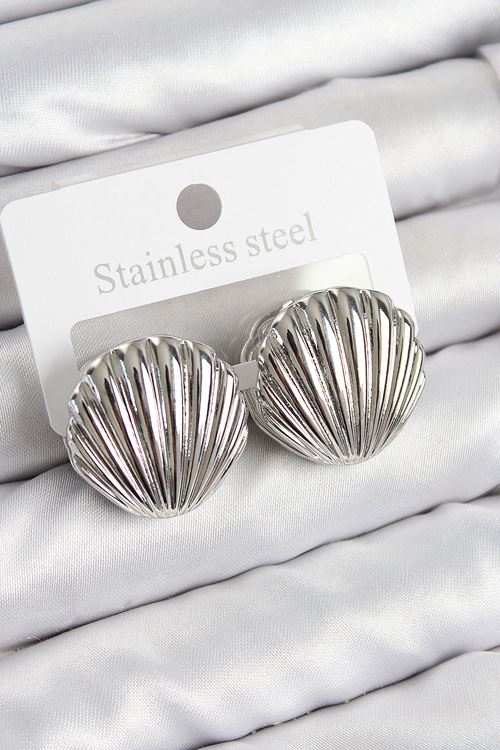 YRTCL Pirinç İstiridye Model Gümüş Renk Kadın Küpe