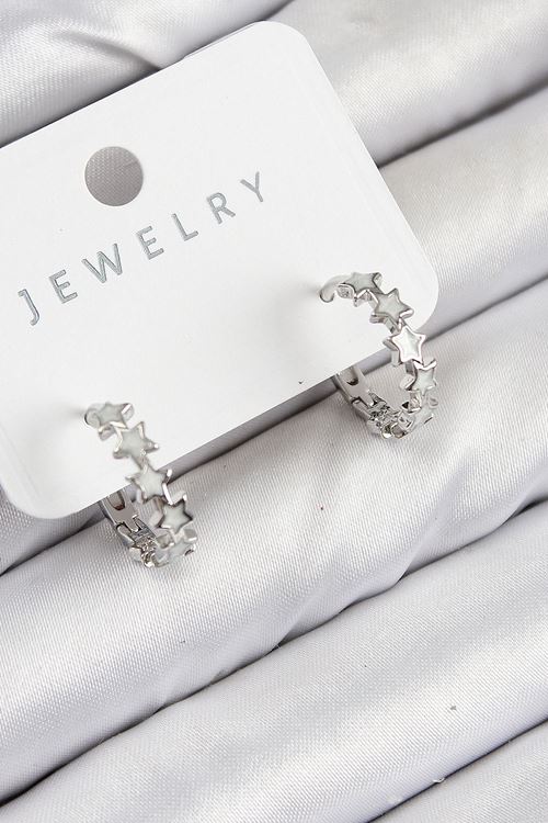 YRTCL Pirinç Zirkon Taşlı Yıldız Model Gümüş Renk Kadın Küpe