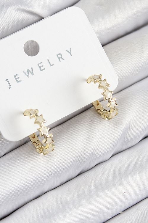 YRTCL Pirinç Zirkon Taşlı Yıldız Model Gold Renk Kadın Küpe