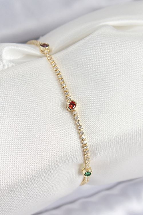 YRTCL Pirinç Zirkon Taşlı Asorti Model Gold Renk Kadın Bilekilk