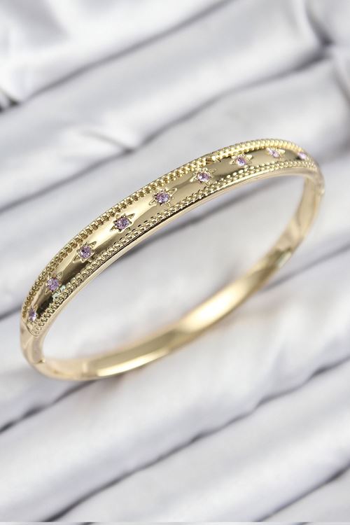 YRTCL Pirinç Zirkon Taşlı Kutup Yıldızı Model Gold Renk Kadın Kelepçe