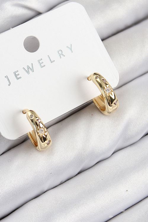 YRTCL Pirinç Zirkon Taşlı Halka Model Gold Renk Kadın Küpe