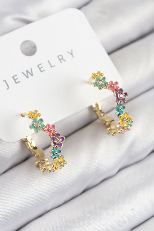 YRTCL Pirinç Renkli Papatya Model Gold Renk Kadın Küpe