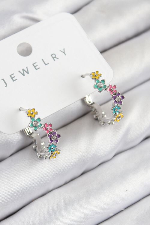 YRTCL Pirinç Renkli Papatya Model Gümüş Renk Kadın Küpe