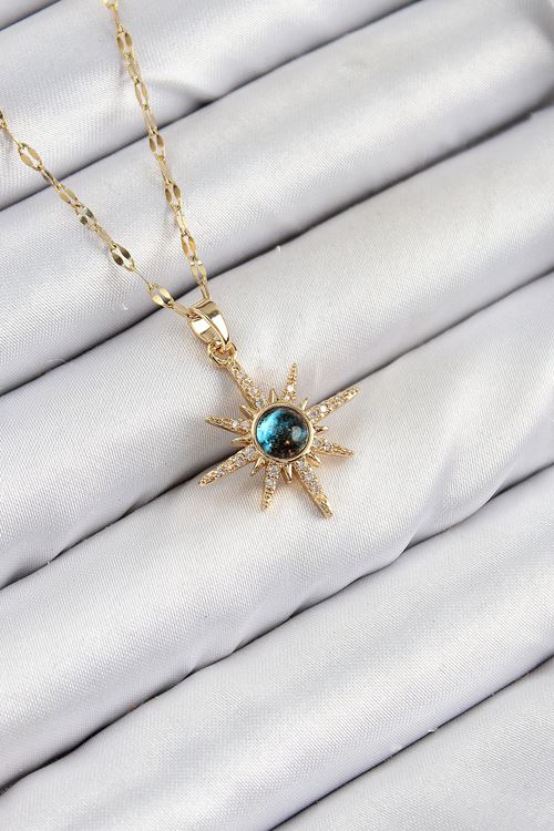 YRTCL 316L Çelik Zirkon Taşlı Kutup Yıldızı Model Gold Renk Kadın Kolye